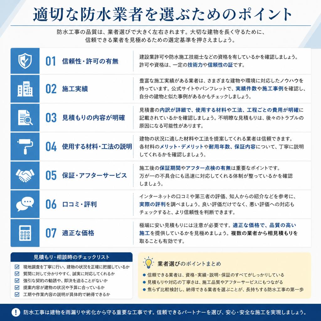 信頼できる防水業者の選び方