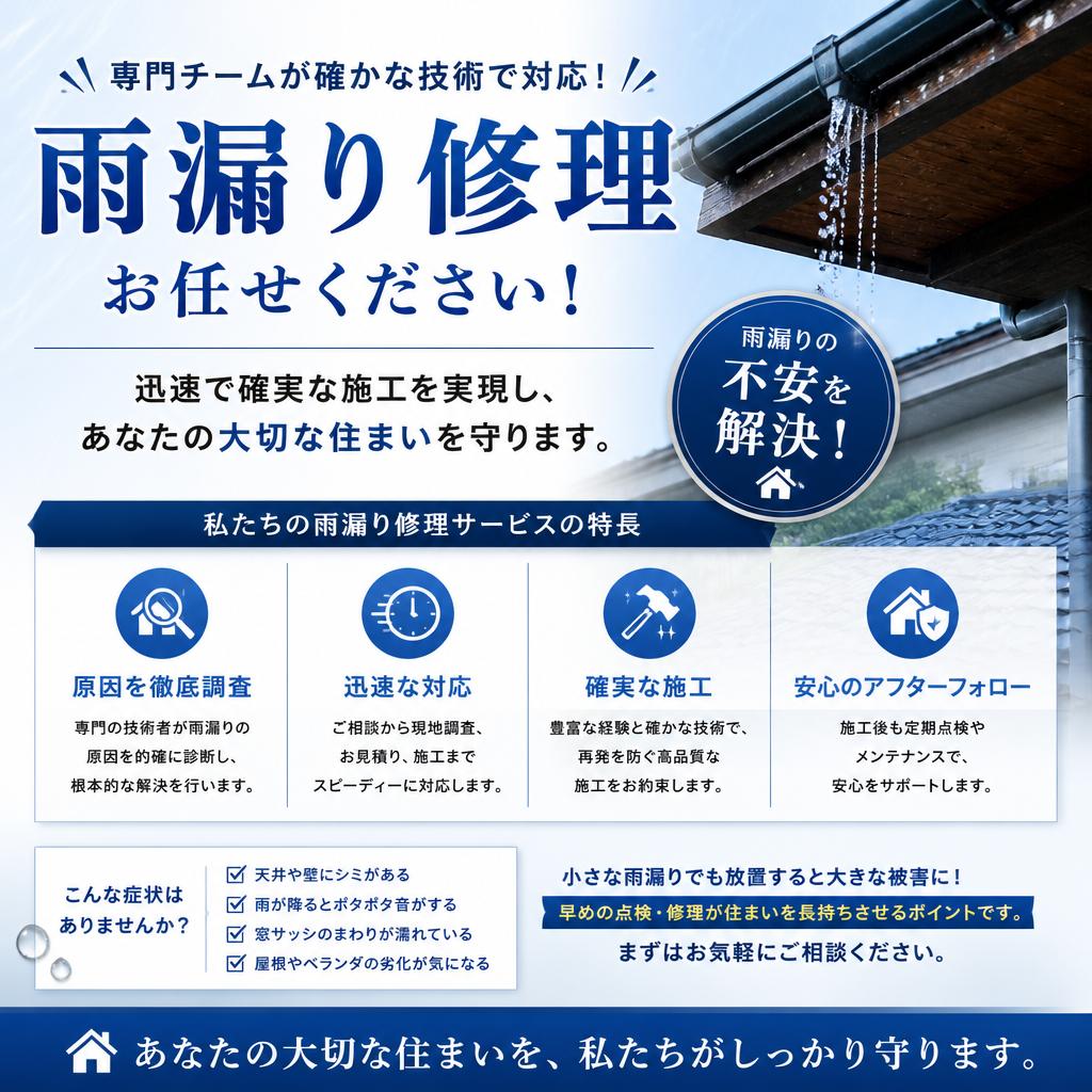 弊社の雨漏り修理サービス