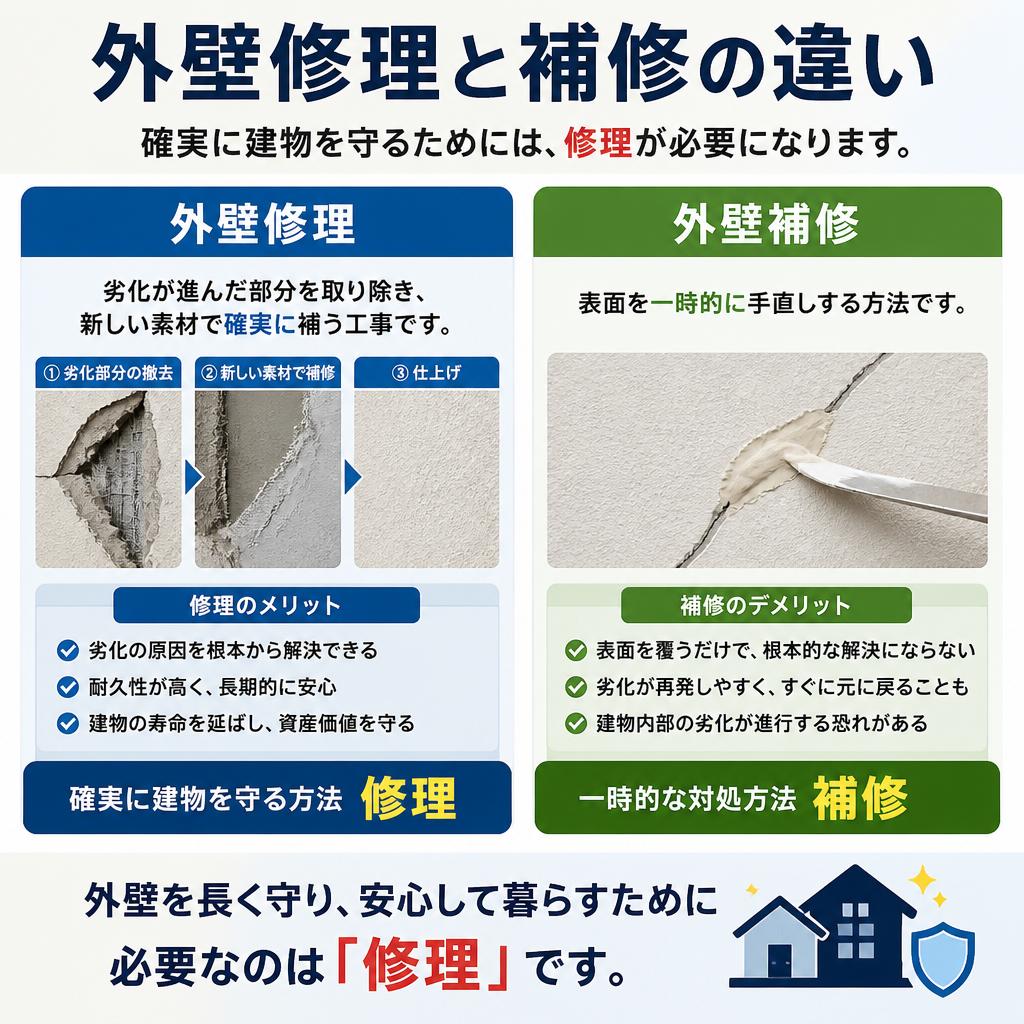 「修理」と「補修」の違いは？