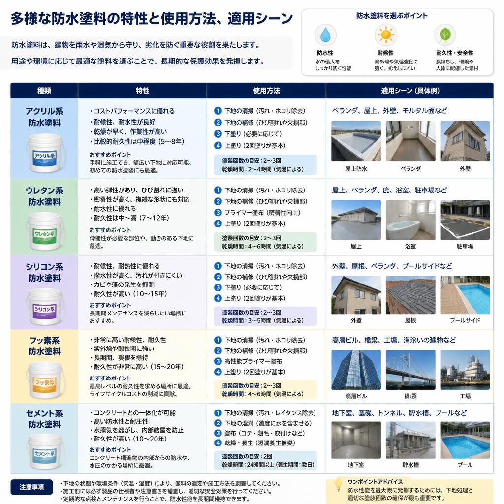 2. 扱う防水塗料の種類