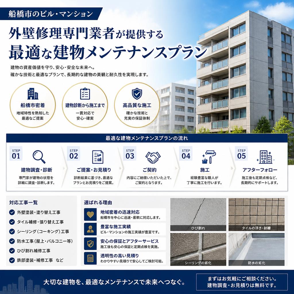 船橋市のビル・マンション外壁修理専門業者が提供する最適な建物メンテナンスプラン