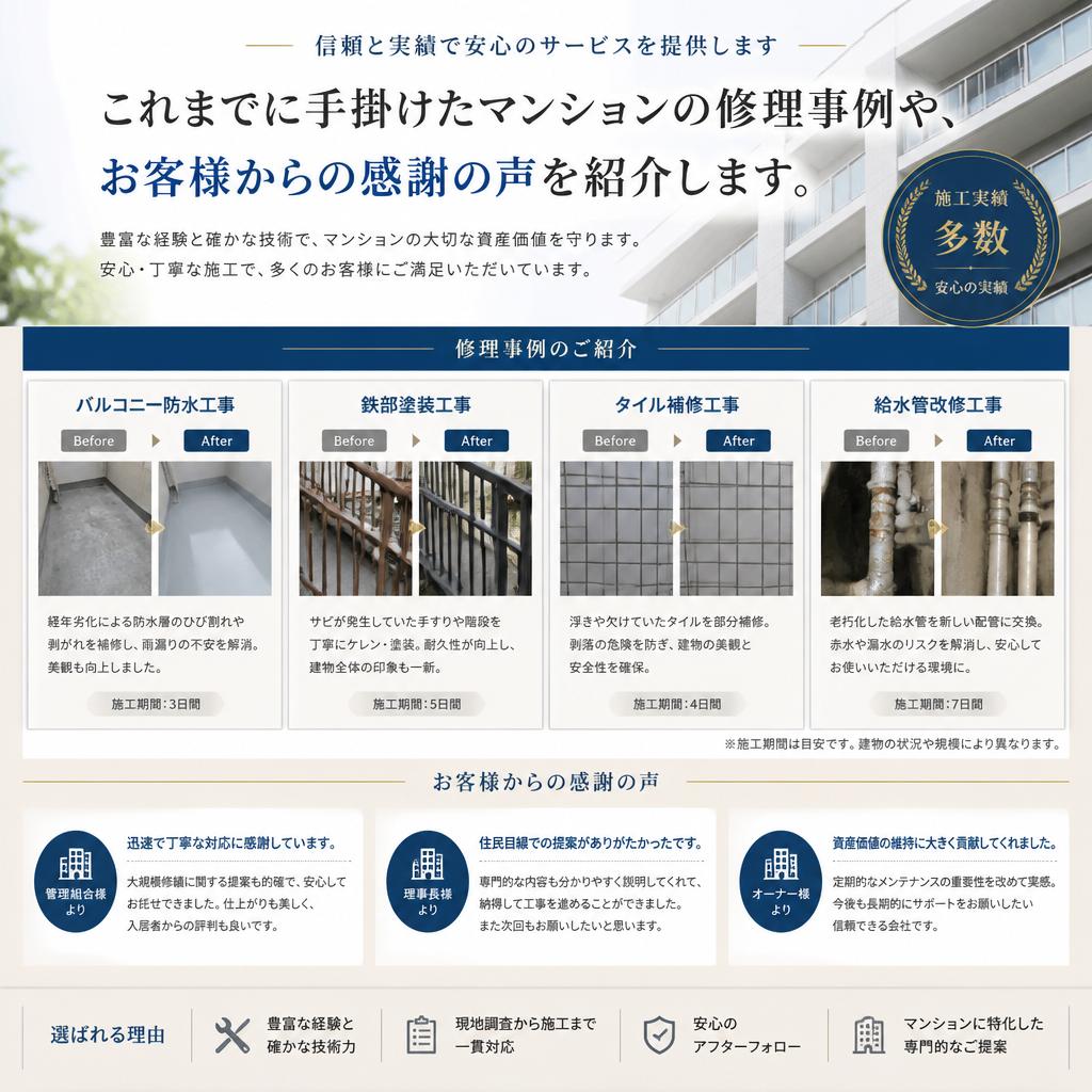お客様の声と施工実績